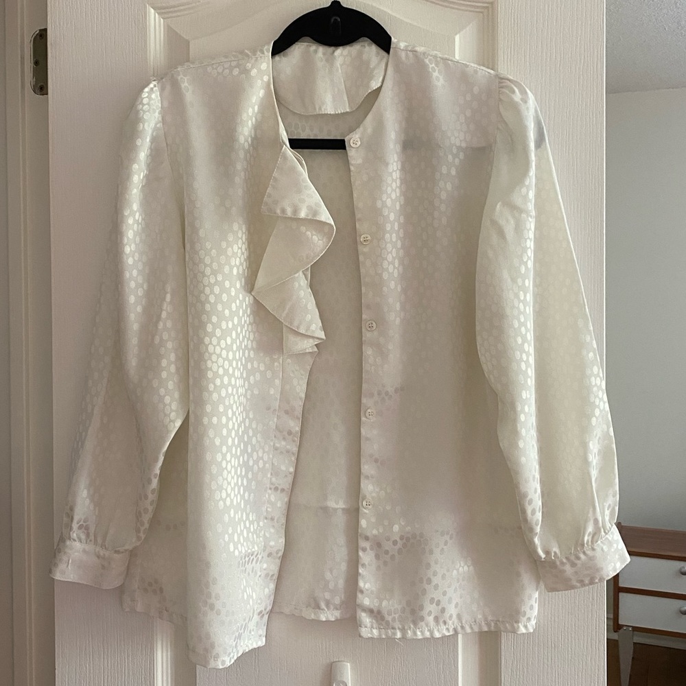Vintage: Silk Shirt Jacket w/ Shoulder Pads Small